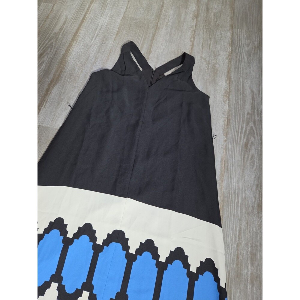 Ann Taylor Black Blue Geometric Print Sleeveless Midi Dress Womens XSP EUC - Picture 2 of 9